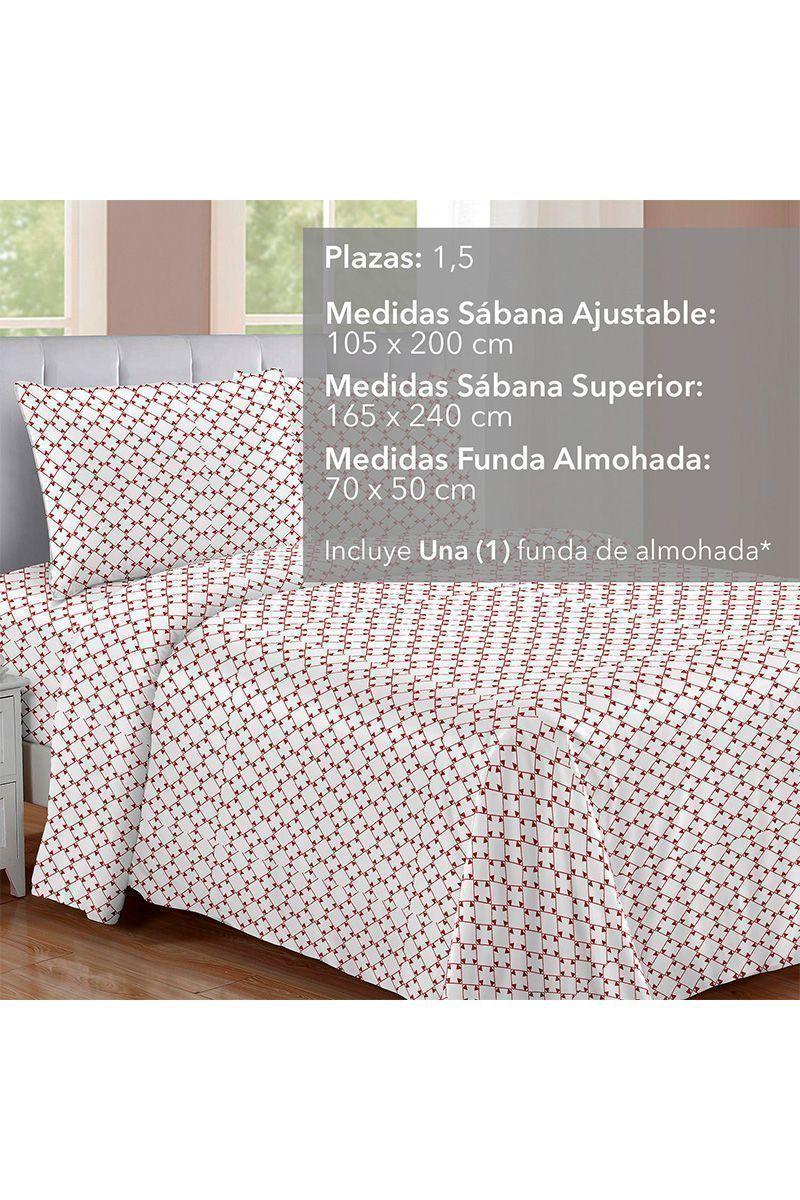 Juego de Sábanas Microfibra 1,5 Plaza Mosaico-1