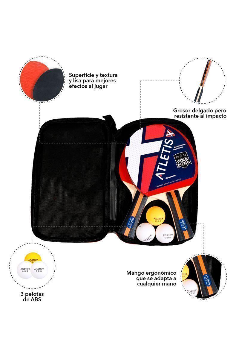 Set 2 Paletas 3 Pelotas PingPong Profesional Negro-3