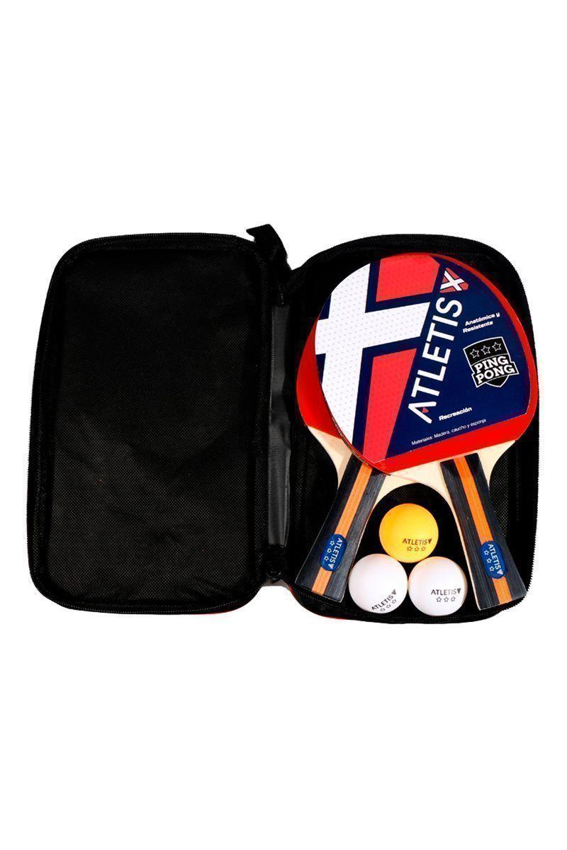 Set 2 Paletas 3 Pelotas PingPong Profesional Negro-0