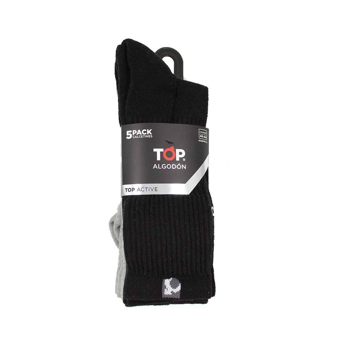 Calcetines Deportivos Largos Negros Pack 5 Top-1