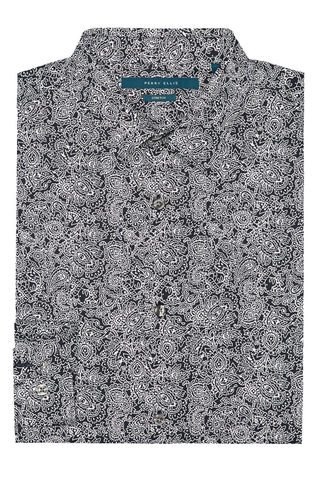 Camisa casual. estampada manga. larga flores navy-3
