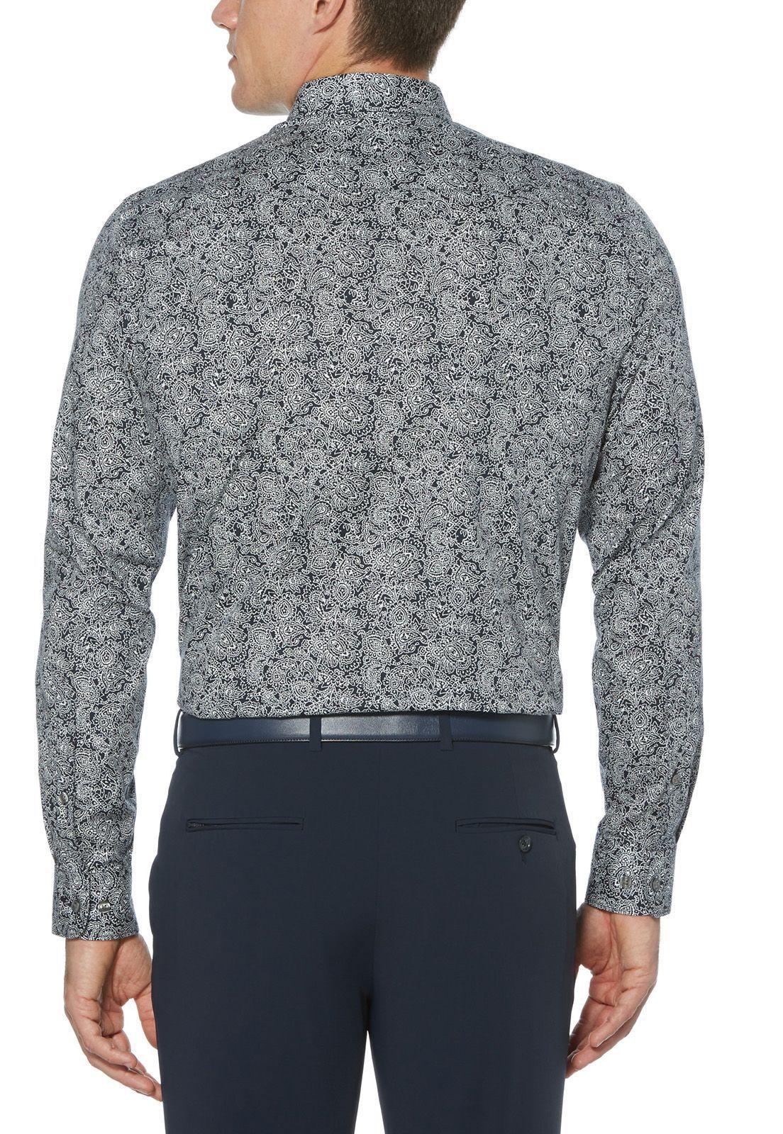 Camisa casual. estampada manga. larga flores navy-2