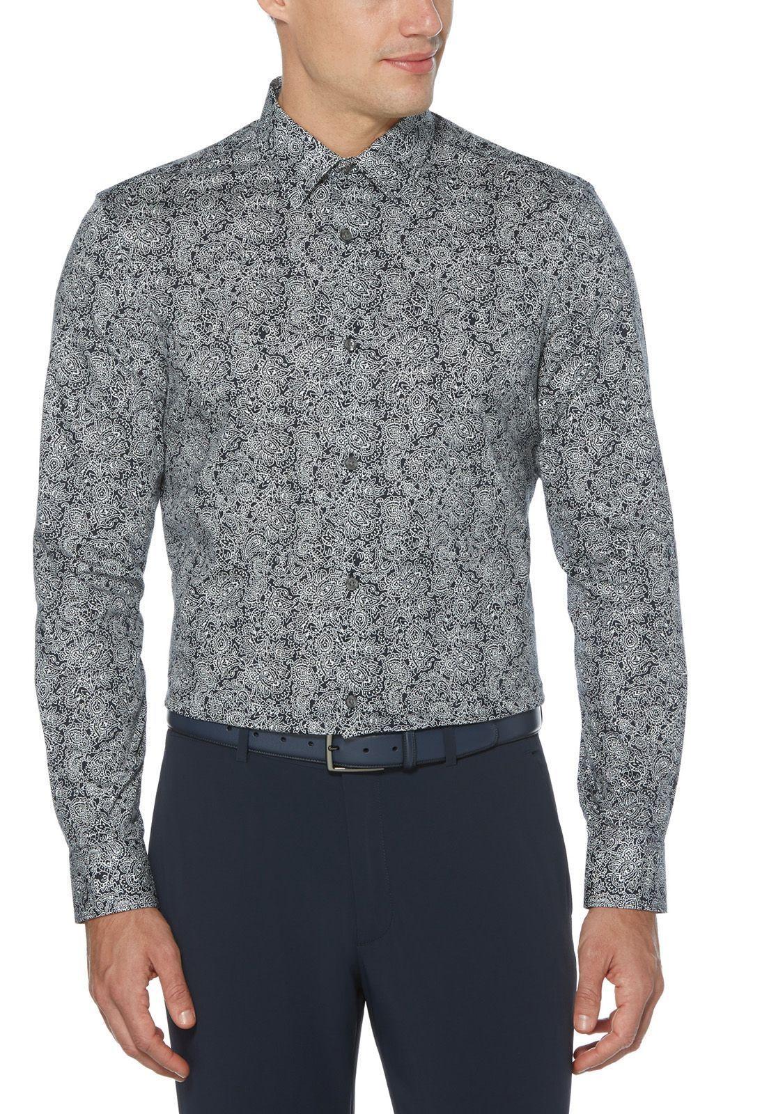 Camisa casual. estampada manga. larga flores navy-0