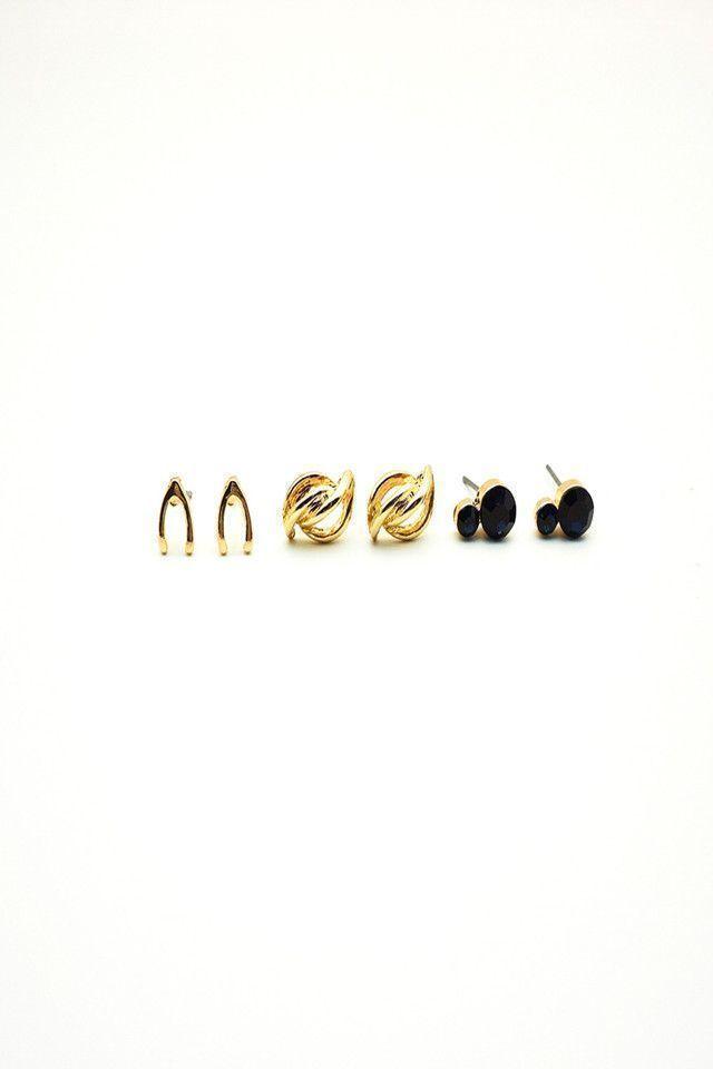 Set de Aros Black&Gold Dorado i-D-0