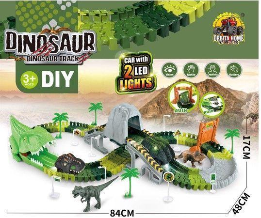 Pista De Dinosaurio 147 pcs Flexible Con Auto Dinosaurio -5