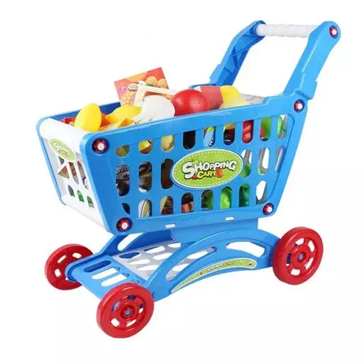 Carrito Supermercado Azul Para Niños con 56 Piezas-2