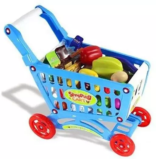 Carrito Supermercado Azul Para Niños con 56 Piezas-1
