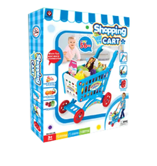 Carrito Supermercado Azul Para Niños con 56 Piezas-0