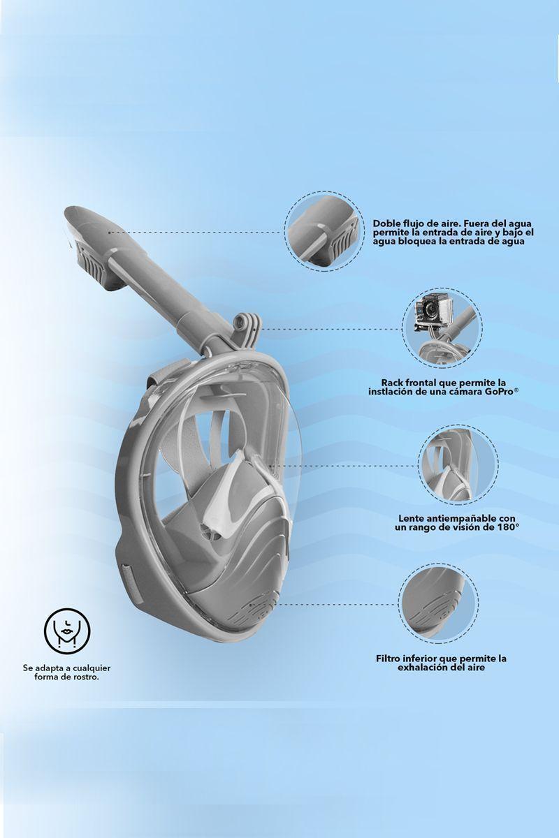 Máscara Snorkel Full Face S/M soporte para cámara-3