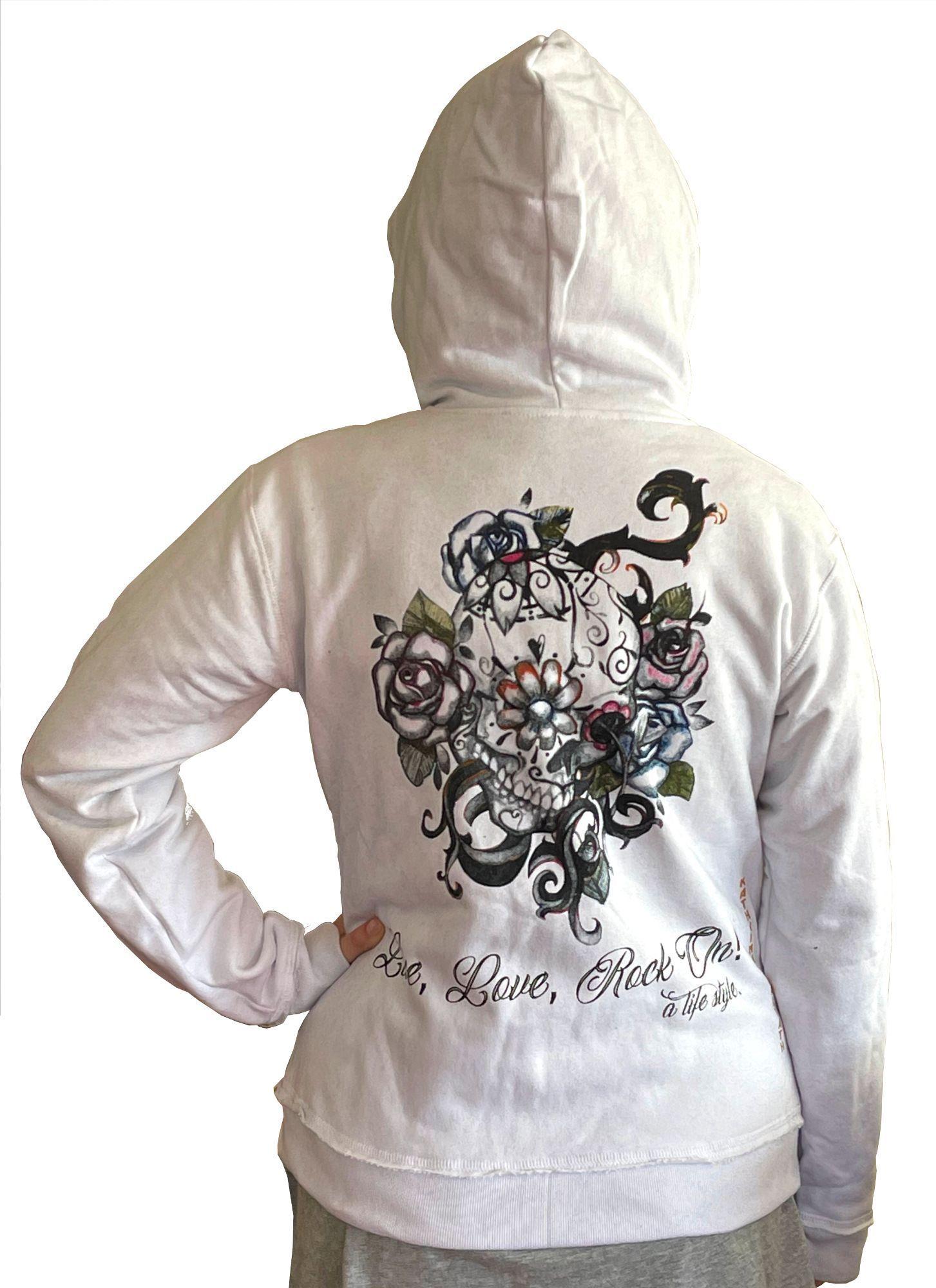 Poleron Mujer Calavera Rosas-0