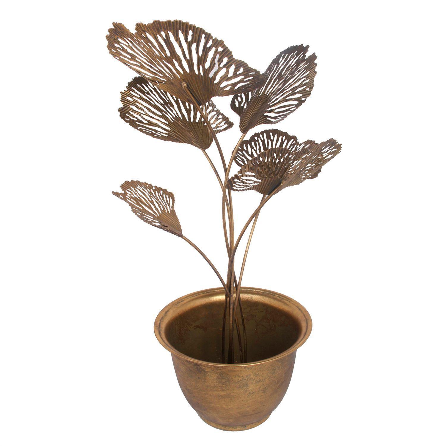 Figura Decorativa Planta Metálica Gingko-0