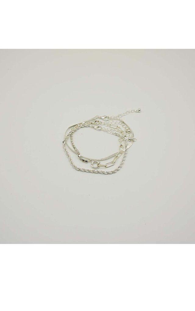 Pulsera Set Blanda Cadenas Plateada i-D-1