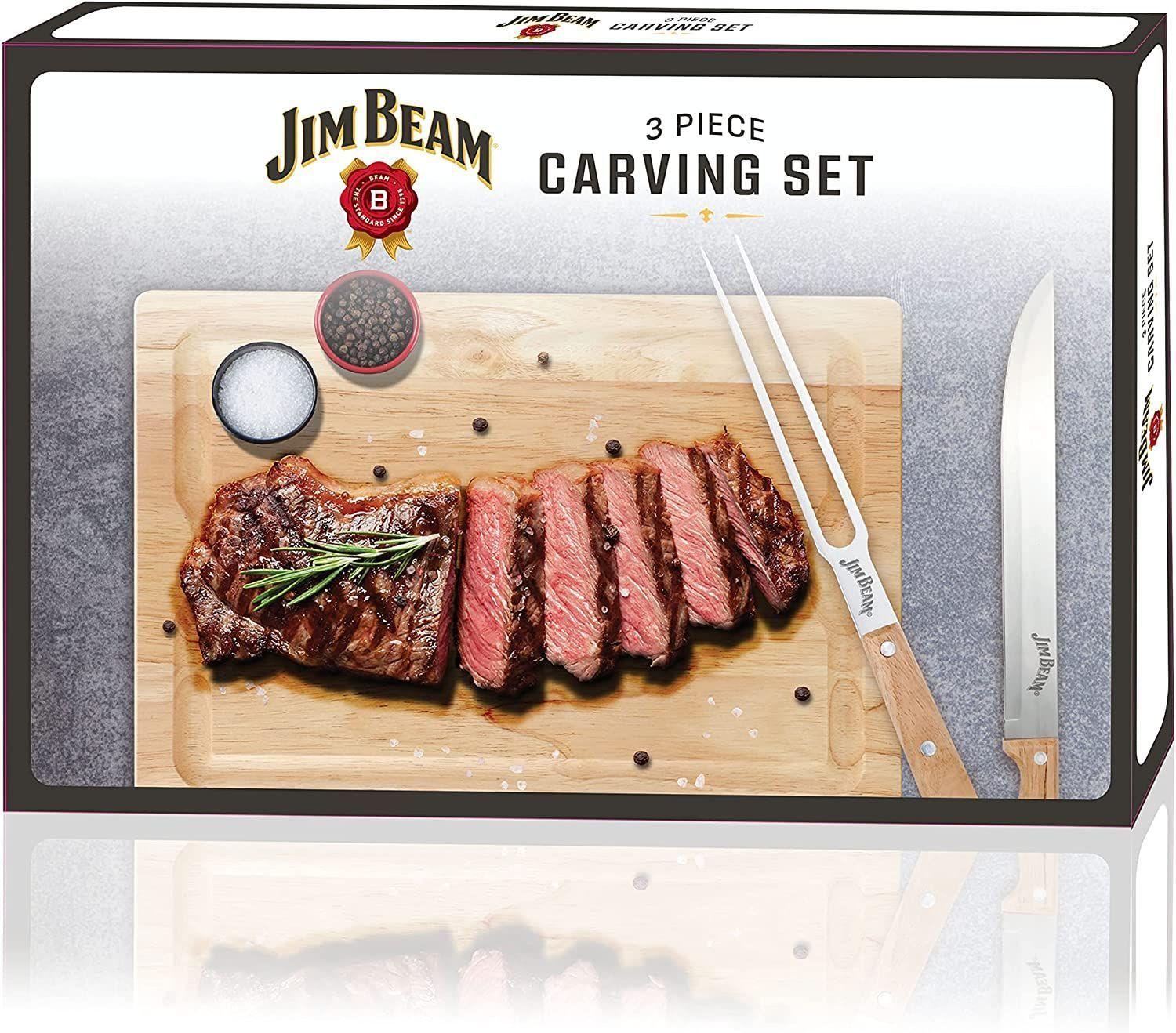 Set Tabla Madera Con Cuchillo Y Tenedor Parrillero Jim Beam-3