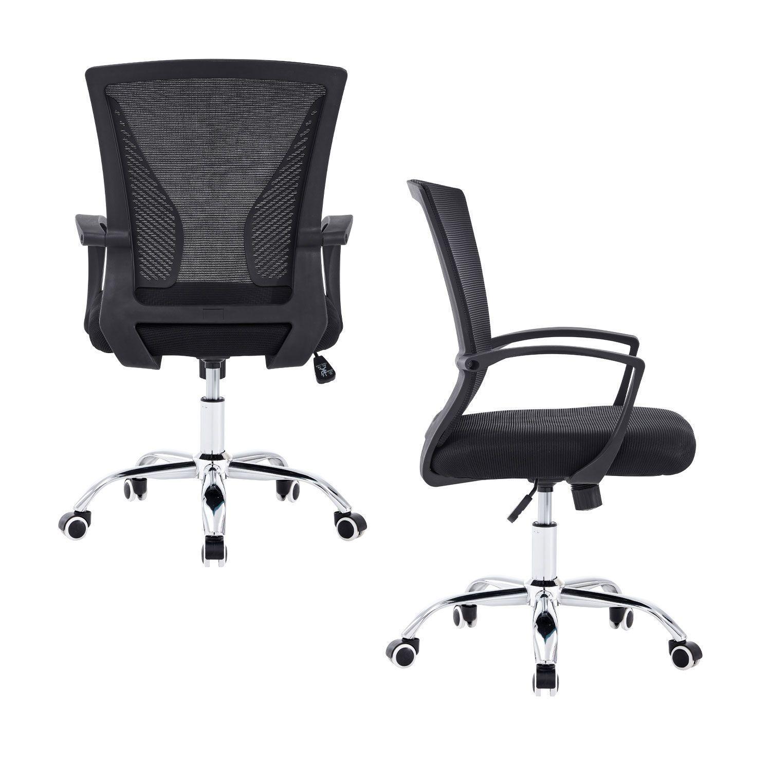 Silla de Oficina Respaldo Malla Base Metal Negro-3