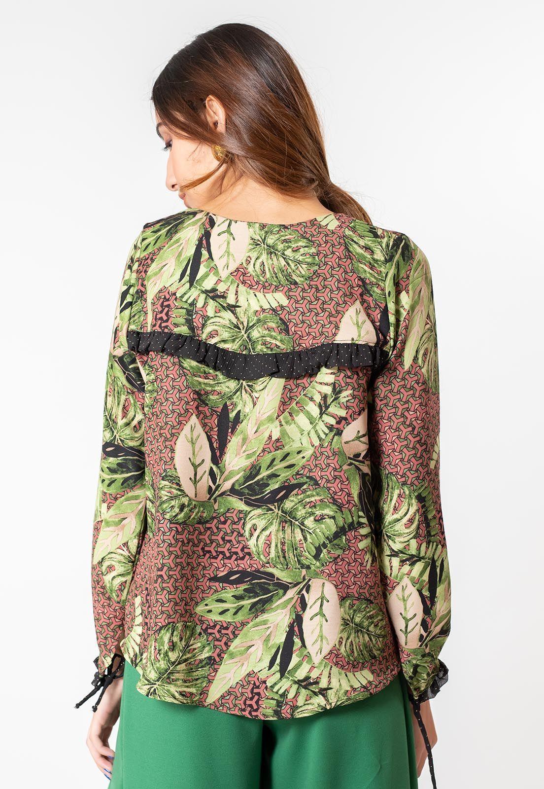 Blusa Helena Verde Hojas Natalia Seguel-6
