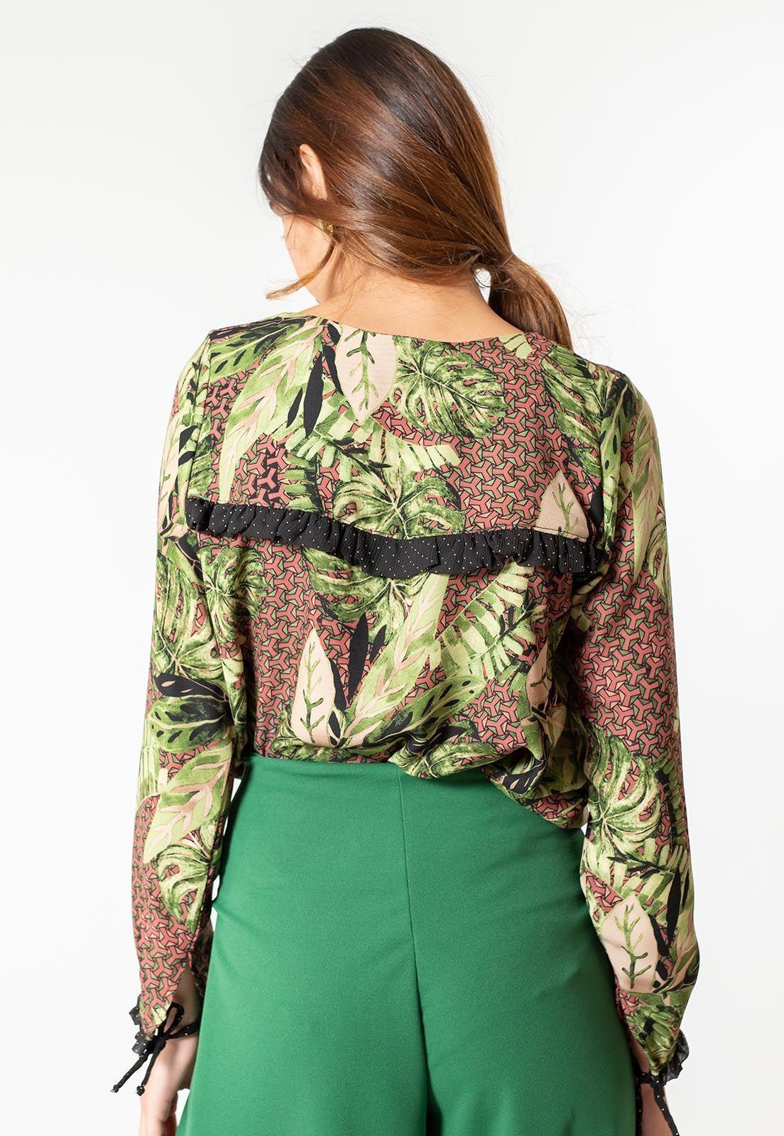 Blusa Helena Verde Hojas Natalia Seguel-5