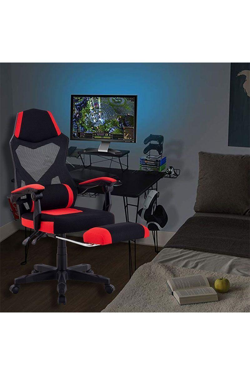 Silla Gamer Egonómica con Reposapiés Rojo-1