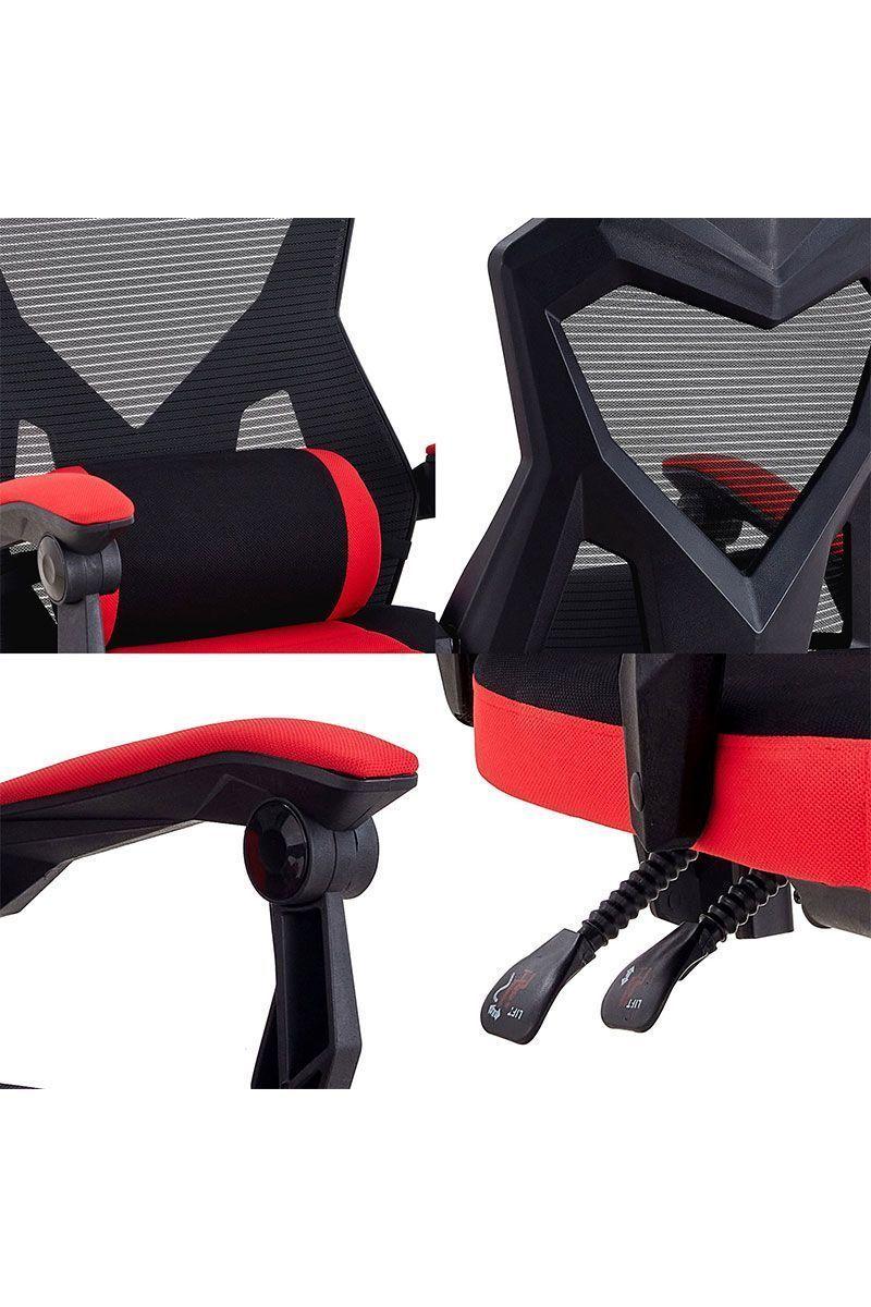 Silla Gamer Egonómica con Reposapiés Rojo-5