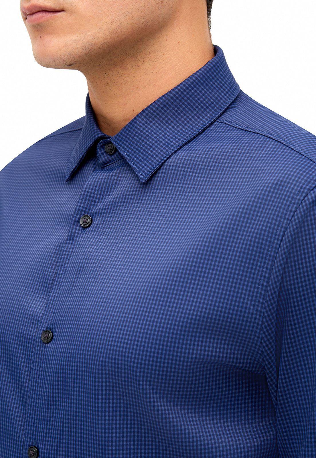 Camisa total stretch manga larga cuadros navy-1