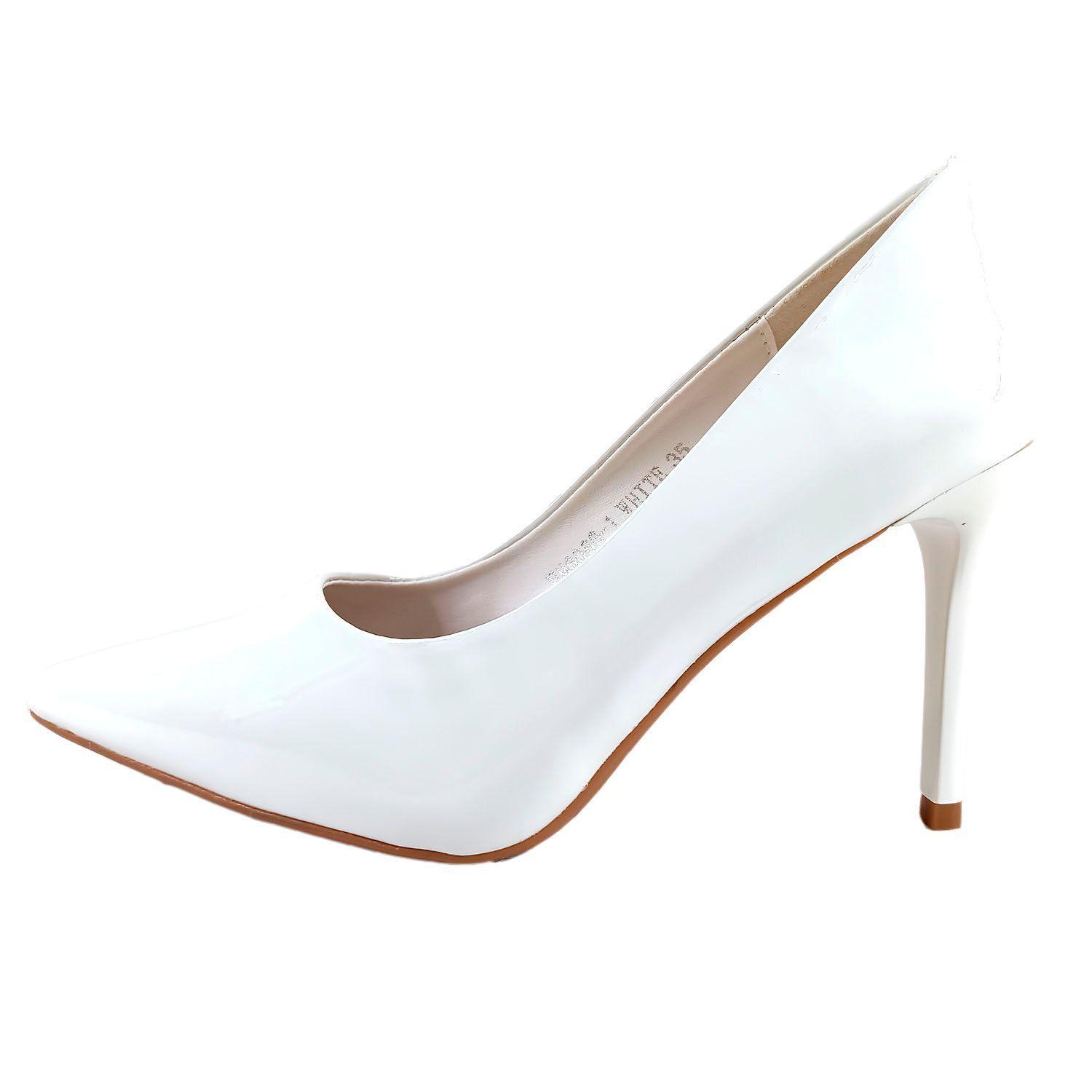 Zapato de Mujer Blanco Taco Aguja-0