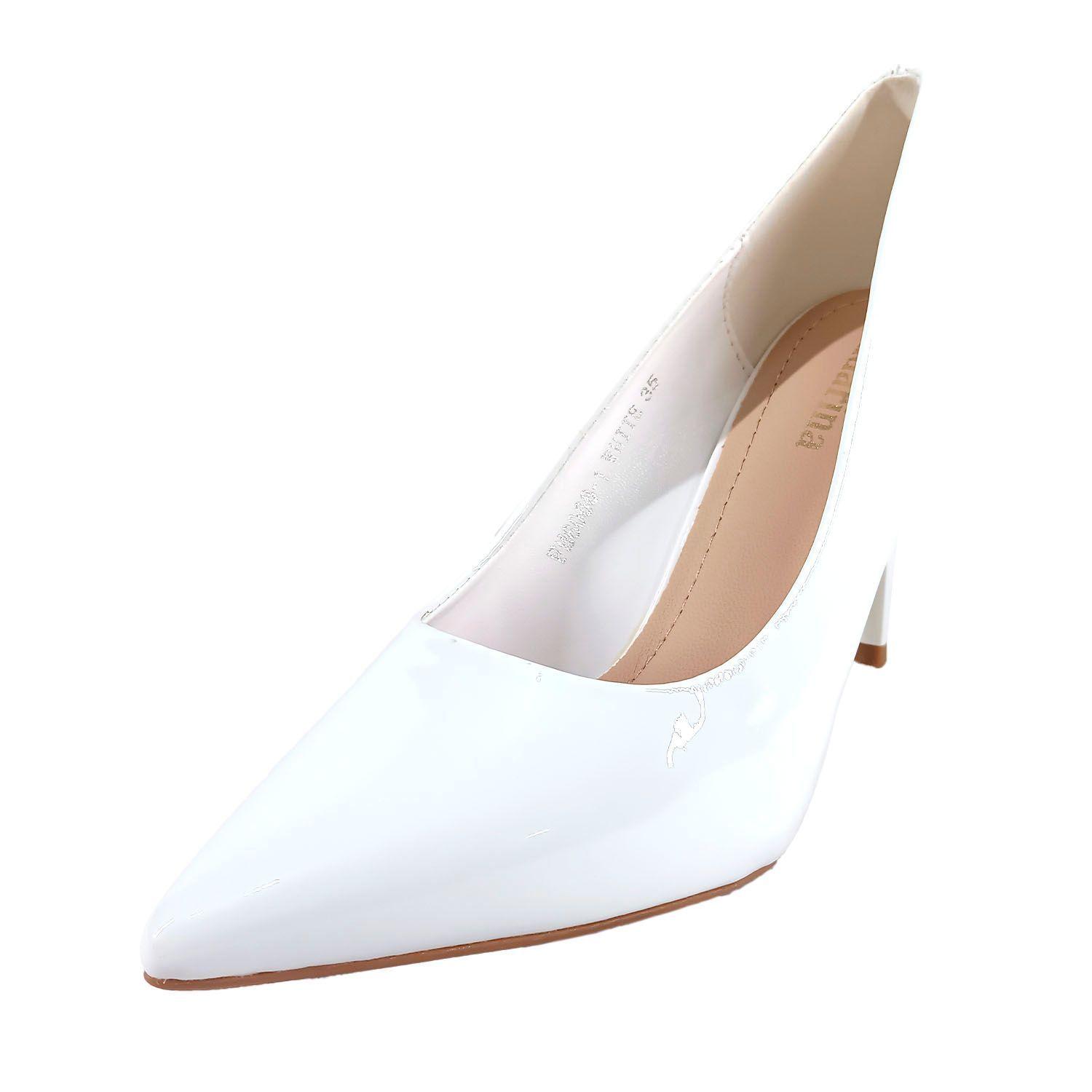 Zapato de Mujer Blanco Taco Aguja-1