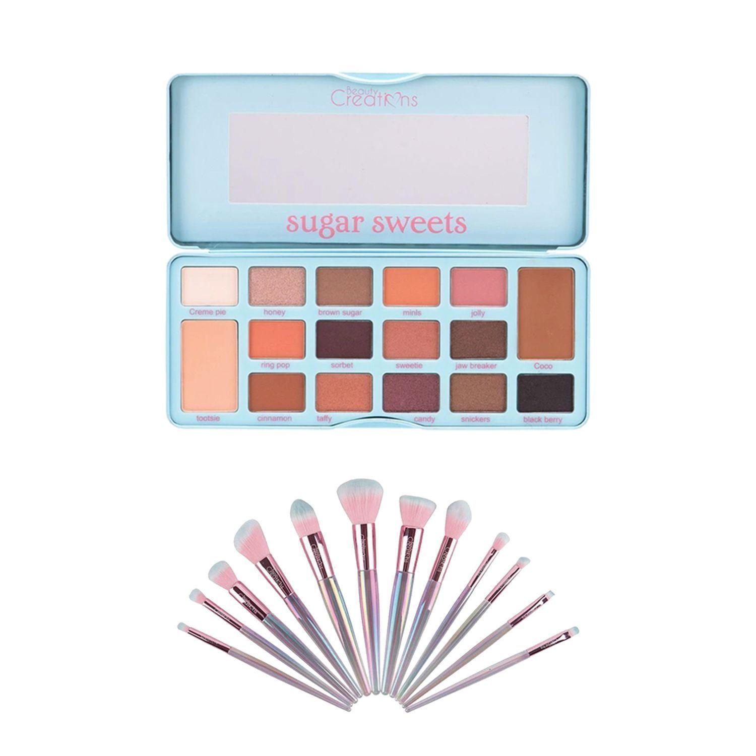 Pack Paleta De Sombras "Sugar Sweet" + Set 12 Brochas Holo Fun y Estuche Beauty Creations-0