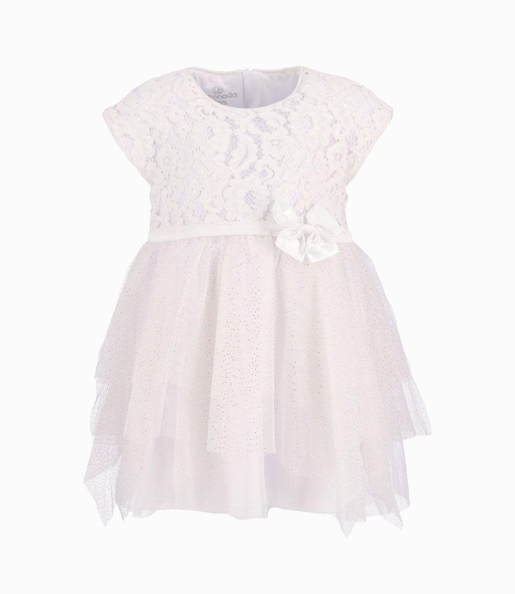Vestido Con Tul Bebé Niña Blanco Limonada-0