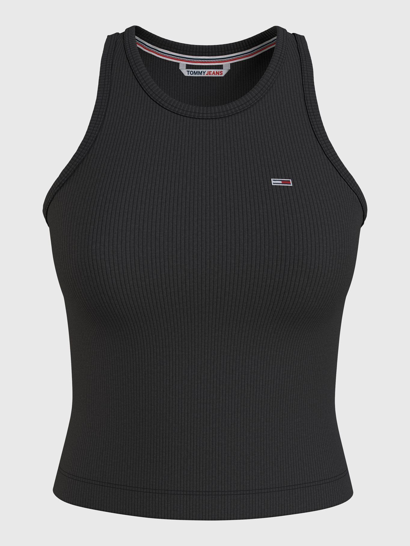 Polera Sin Mangas De Punto Elástico Negro Tommy Hilfiger-0