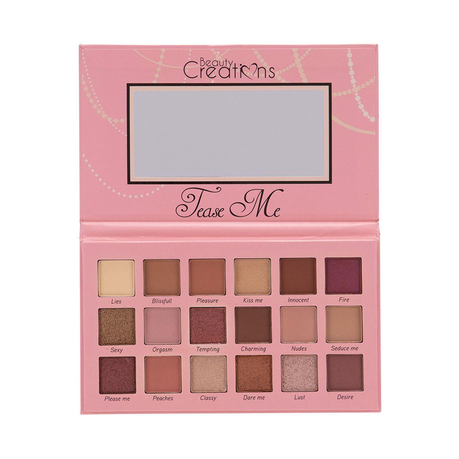 Pack Paleta de sombras “Tease Me” Beauty Creations + Set de 5 brochas + Estuche Malú-3