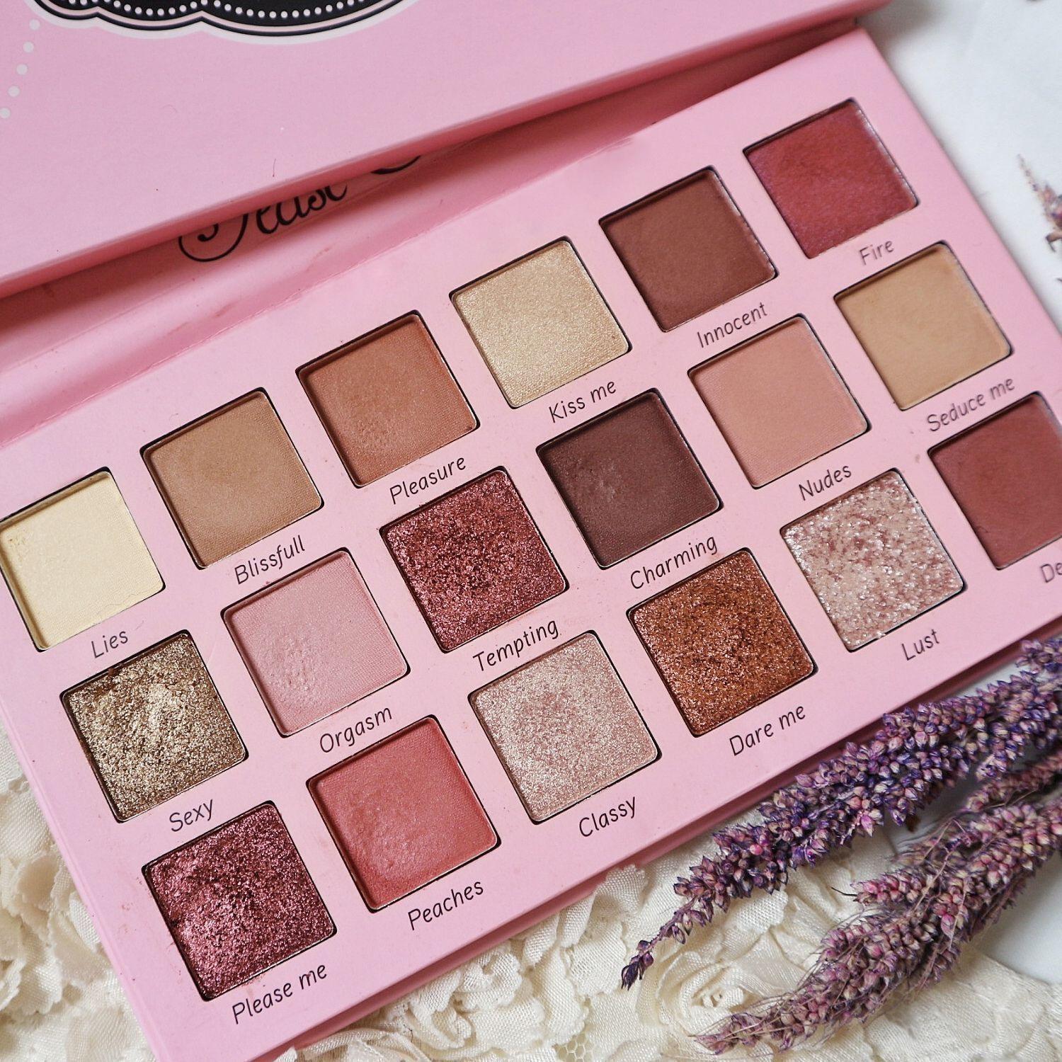 Pack Paleta de sombras “Tease Me” Beauty Creations + Set de 5 brochas + Estuche Malú-6