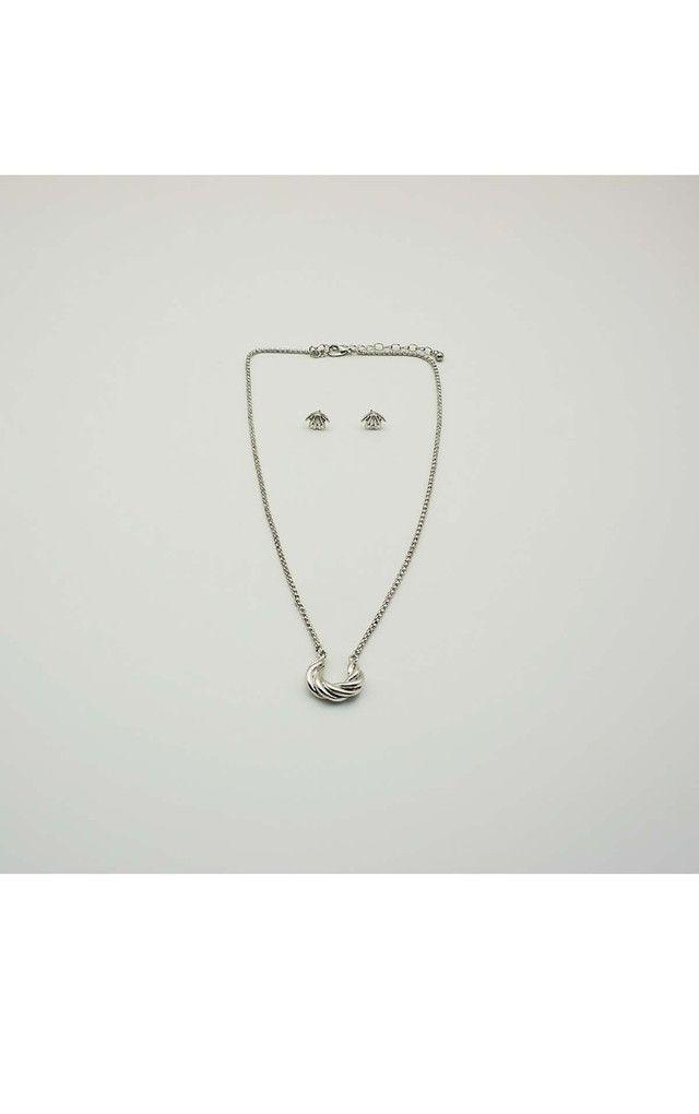 Collar Set Flower Plateado i-D-0