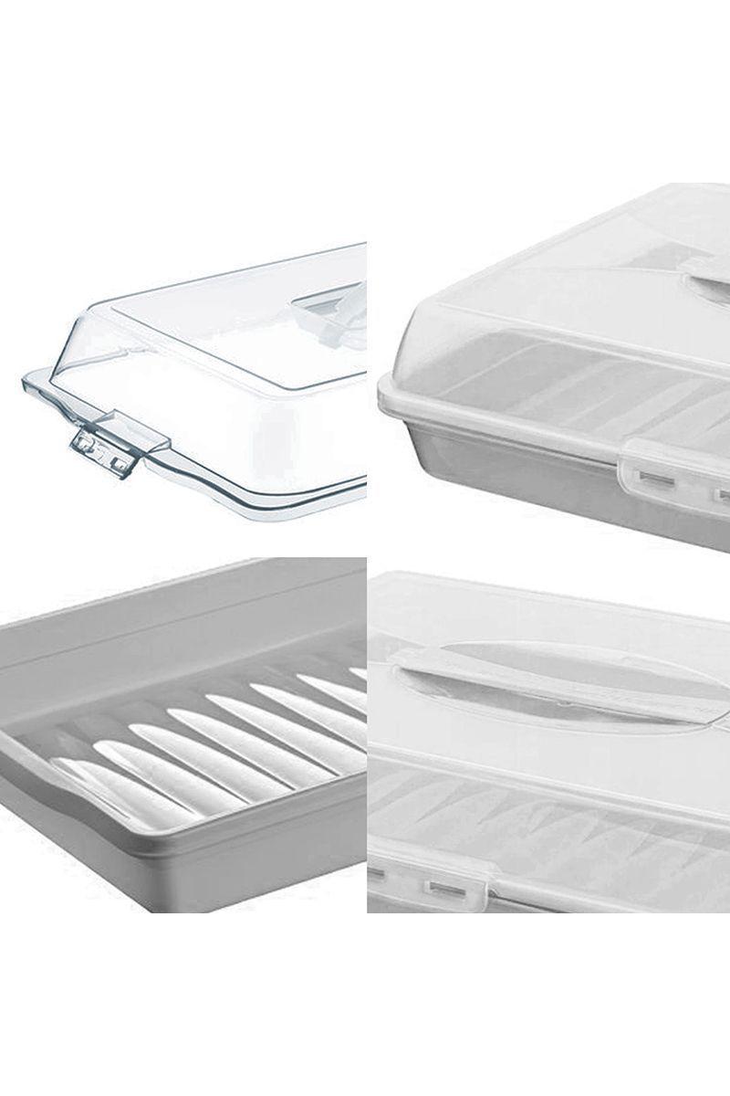Caja Porta Alimentos Rectangular Gris-4