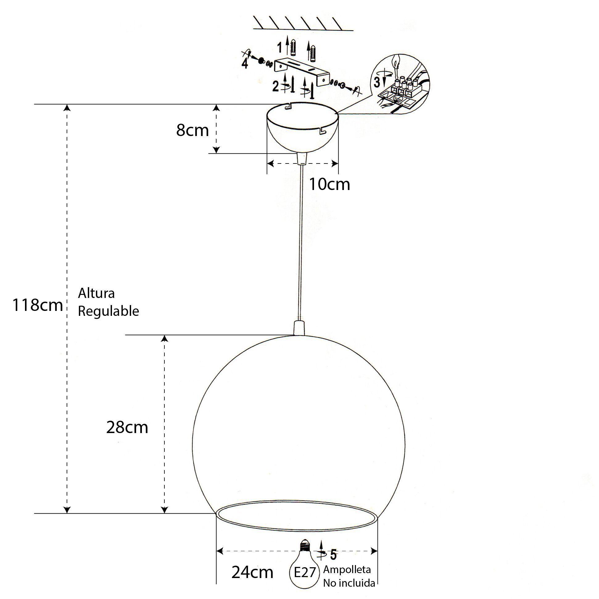 Lampara Colgante Tipo Campana Amarilla E27 Metálica-2