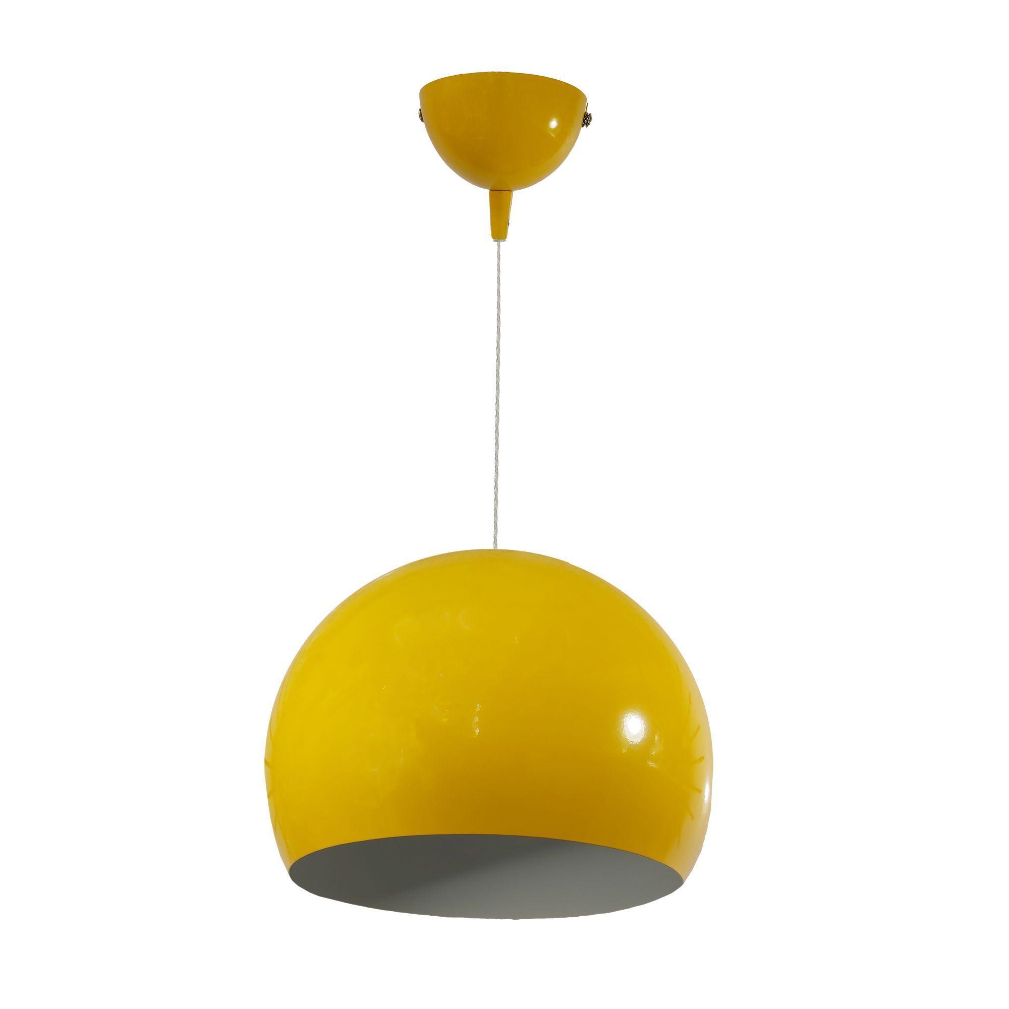 Lampara Colgante Tipo Campana Amarilla E27 Metálica-0