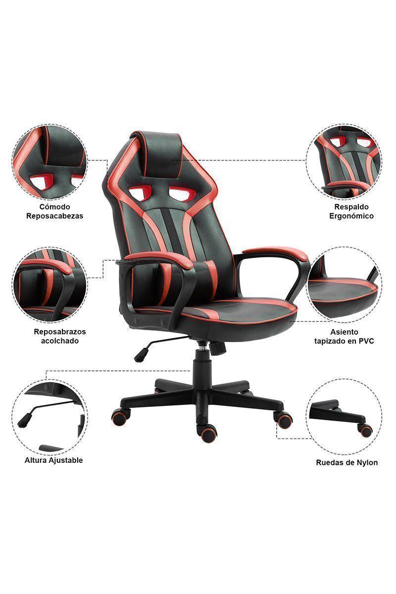 Silla Gamer Extreme Game PVC Base Nylon Rojo-3