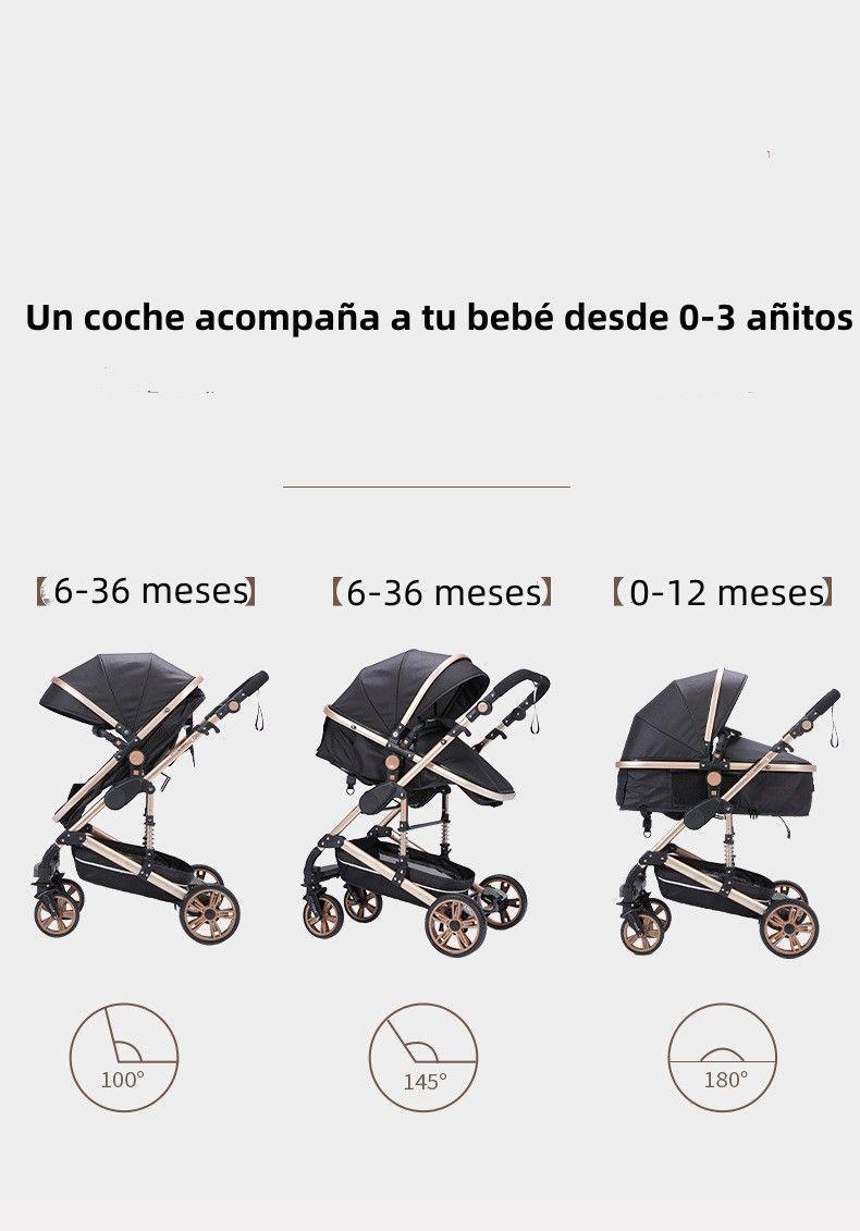 Coche De Bebe Paseo Con Silla De Nido Premium 3 En 1 Negro-3