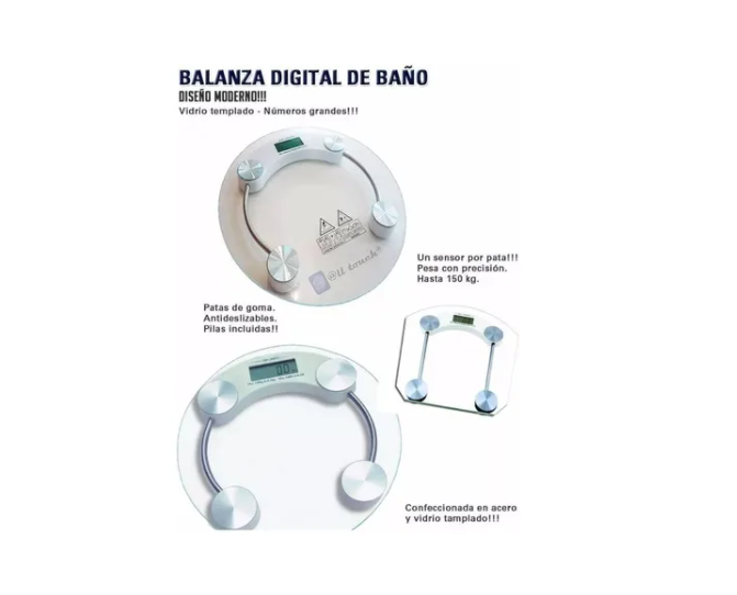 Pesa Digital De Baño 150 Kg Vidrio Templado-2