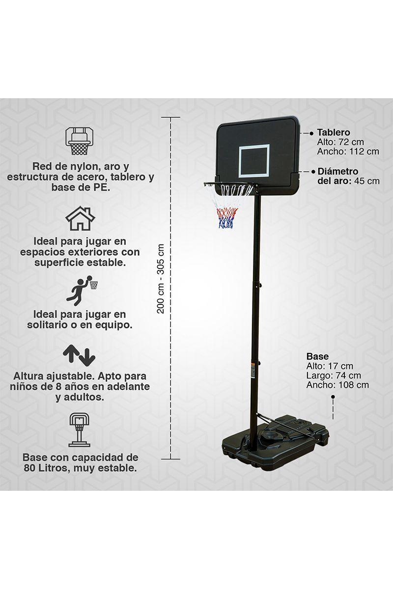 Aro de Basquetball Altura Ajustable 3.05 M Negro-2