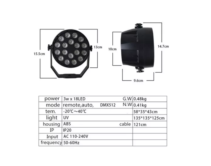 Foco Led Uv 3wx18 Ultravioleta Fiesta Fluor Dmx Control-3