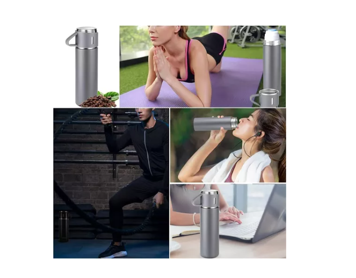 Set Termo Caliente Frio Termo Acero Inox + 3 Tazas 500 Ml-6
