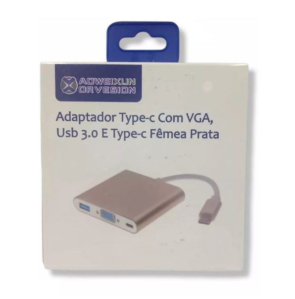 Hub Adaptador Usb Tipo C A Vga + Usb 3.0 + Usb-c Pc -5