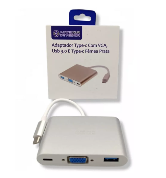 Hub Adaptador Usb Tipo C A Vga + Usb 3.0 + Usb-c Pc -2