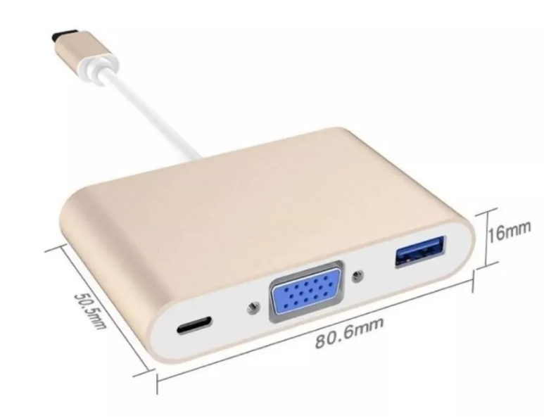 Hub Adaptador Usb Tipo C A Vga + Usb 3.0 + Usb-c Pc -4