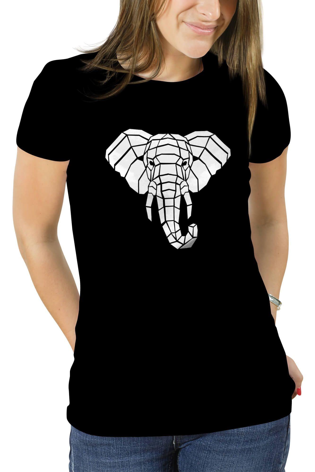 Polera mujer diseño Elefante Geométrico-0