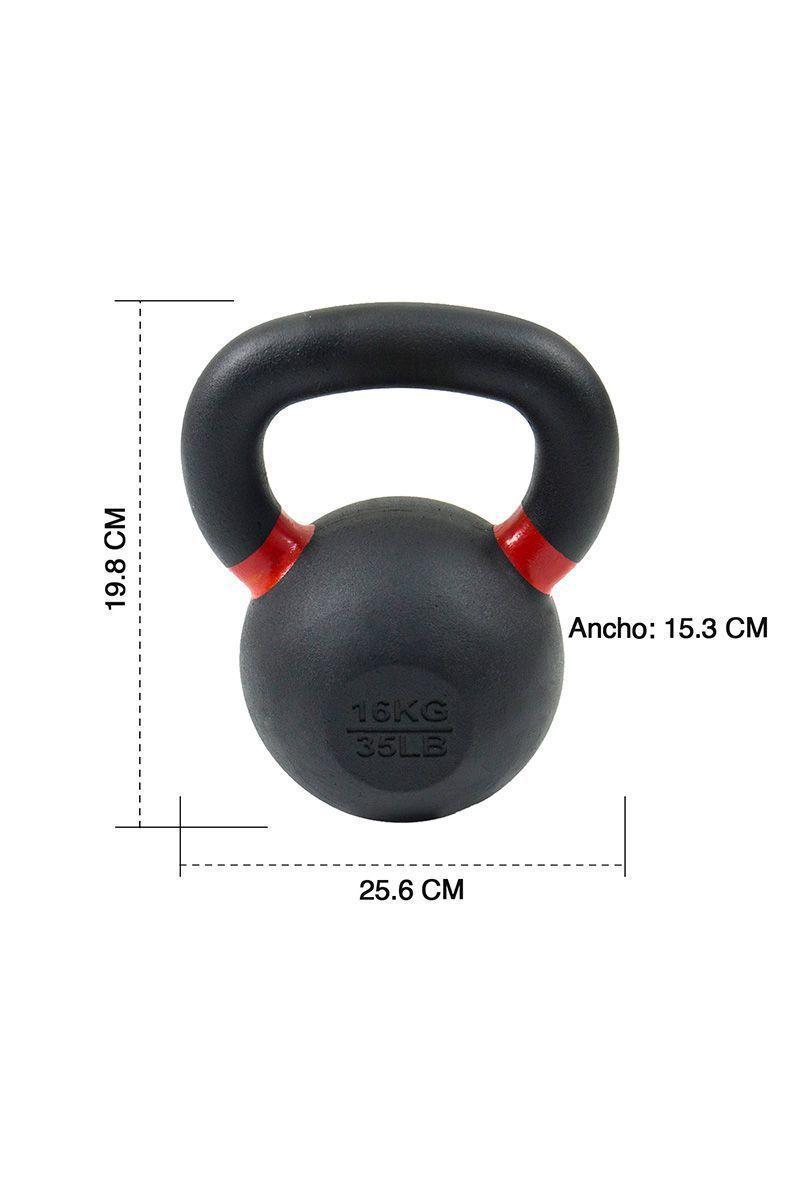 Kettlebell de Hierro Fundido 16 Kg Negro-2