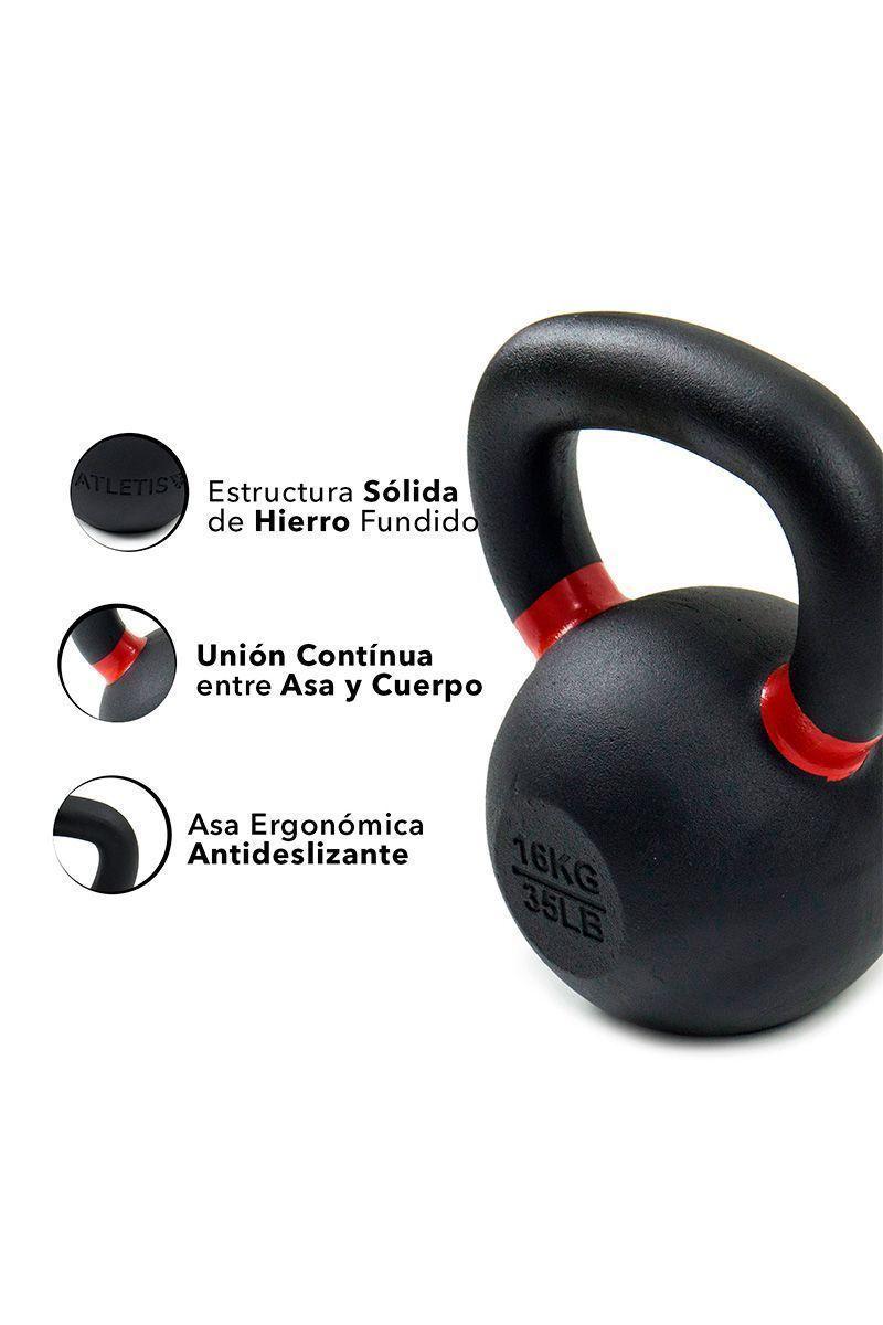 Kettlebell de Hierro Fundido 16 Kg Negro-3