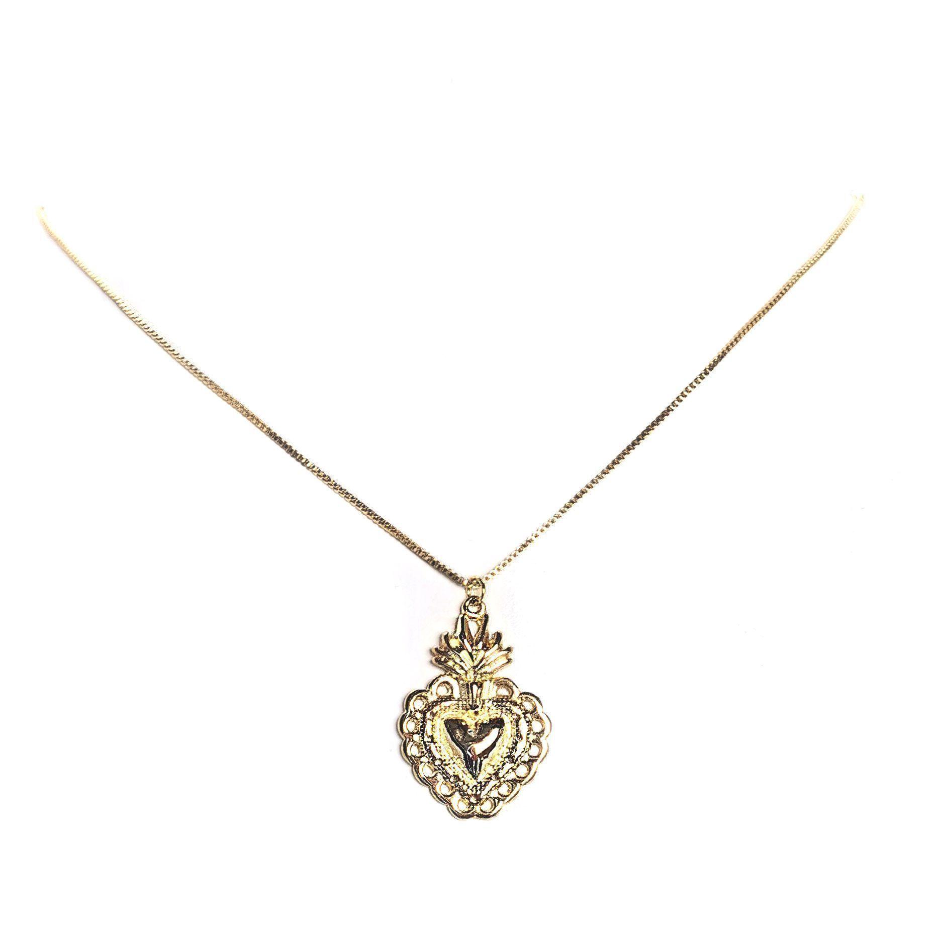 Collar Corazón Detente Enchapado Oro 18K 50cm-0