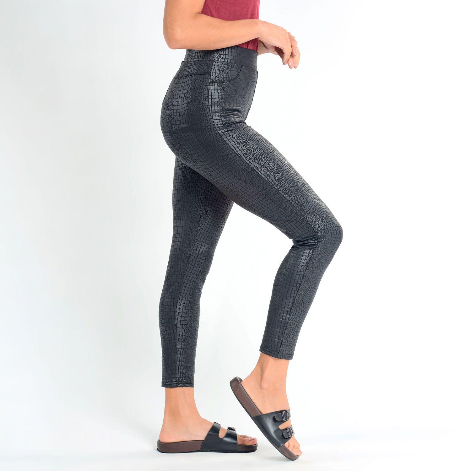Legging Skinny Efecto Cuero Negra Caffarena-1