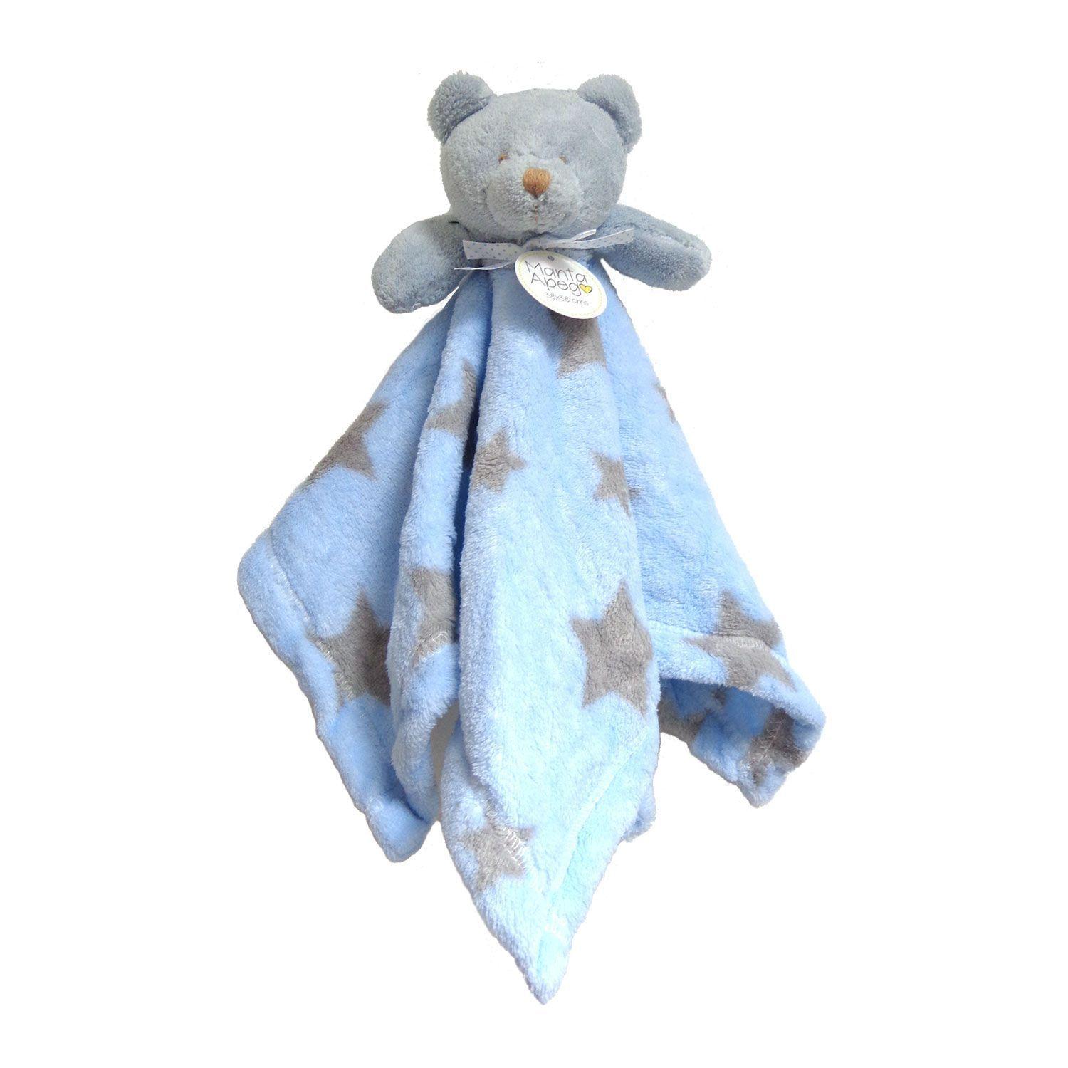 Manta Tuto Apego para Bebé Peluche extra suave estrellas gris-0