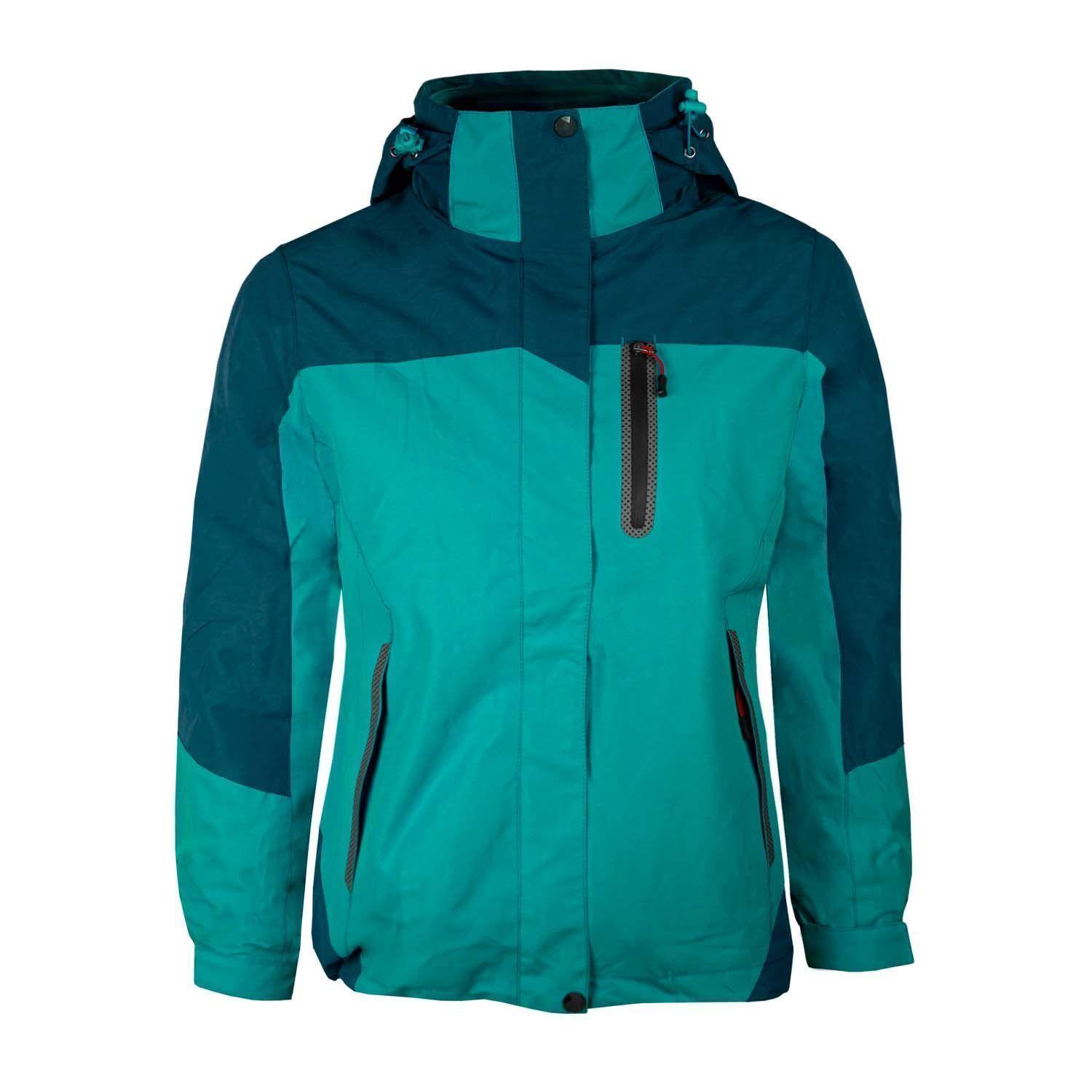 Chaqueta 3 En 1 Desmontable Bicolor Turquesa Mujer-0